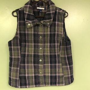 Woman’s plaid snap up vest